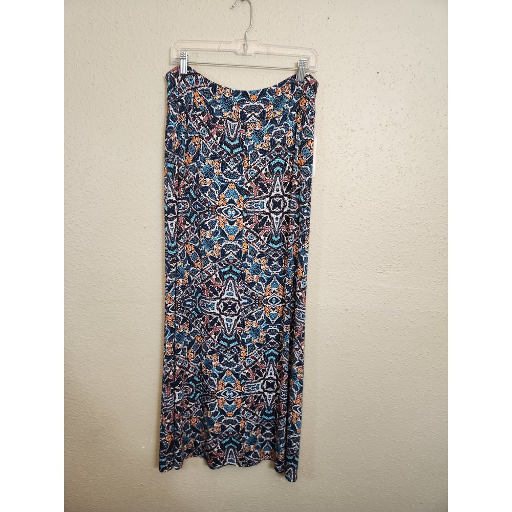 Karen Kane Women's Multicolor Geometric Printed Pull-On Maxi‎ Skirt Size Large